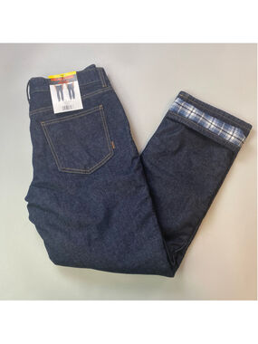Realtree Lined Jeans 32 x 32 Blue Plaid Flannel Lined Straight Leg Workwear New